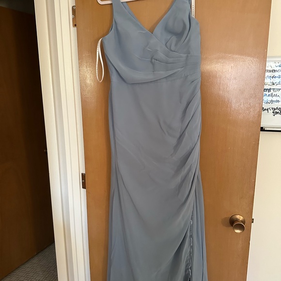 Azazie A14 Renessa Chiffon Dress (Dusty Blue) - Picture 3 of 6